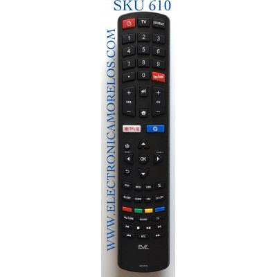 CONTROL REMOTO PARA TV EVL SMART TV / NUMERO DE PARTE 06-531W52-TY09XS / RC311S / FH191030002256R2